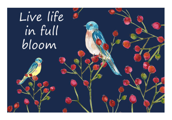 Berries And Birds Painting Inspirational Quote Print Wall Art