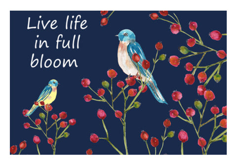 Berries And Birds Painting Inspirational Quote Print Wall Art