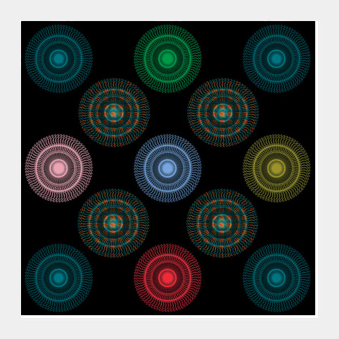Cool Multicolored Circular Spirograph Background Pattern Square Art Prints