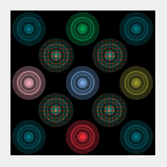 Cool Multicolored Circular Spirograph Background Pattern Square Art Prints