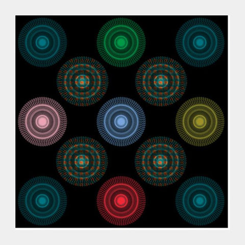 Cool Multicolored Circular Spirograph Background Pattern Square Art Prints PosterGully Specials