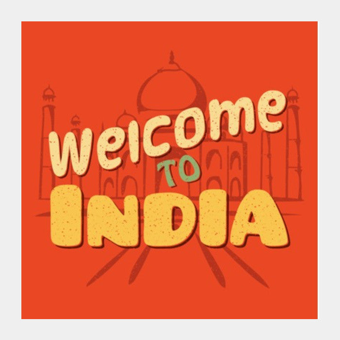 Square Art Prints, Welcome to India retro Artwork Square Art