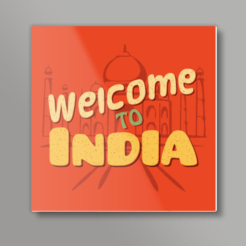 Welcome to India retro Artwork Square Art