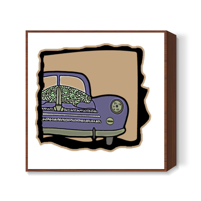 Vintage Car Zenscrawl Square Art | Meghnanimous