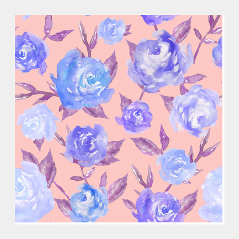 Blue Watercolour Roses Square Art Prints