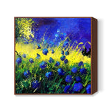 blue and yellow Square Art Prints