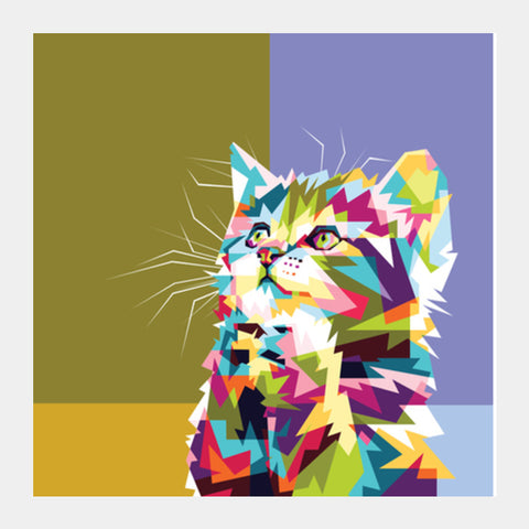 Colorfully Cat Hope Square Art Prints