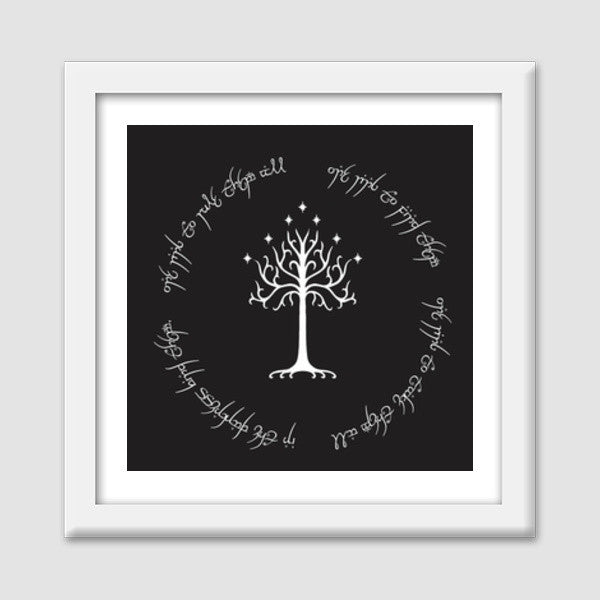 Lord of the rings tree of gondor one ring Premium Square Italian Wooden Frames