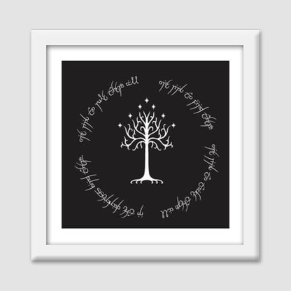 Lord of the rings tree of gondor one ring Premium Square Italian Wooden Frames