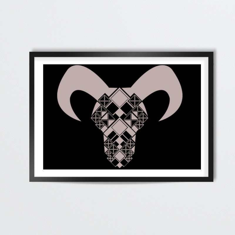 Capricorn symbol, Bull, Geometrical shapes, Black and white Wall Art Design Wall Art
