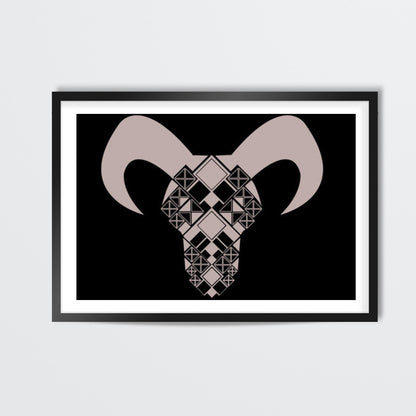 Capricorn symbol, Bull, Geometrical shapes, Black and white Wall Art Design Wall Art