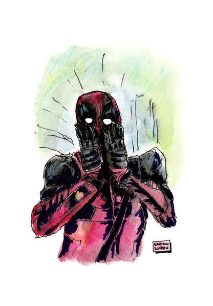 Wall Art, Deadpool in Watercolour Wall Art