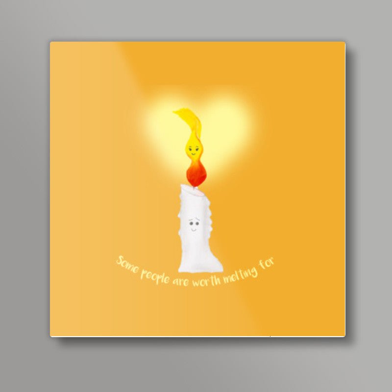 Valentine Special-Candle & Flame Love Square Art Prints