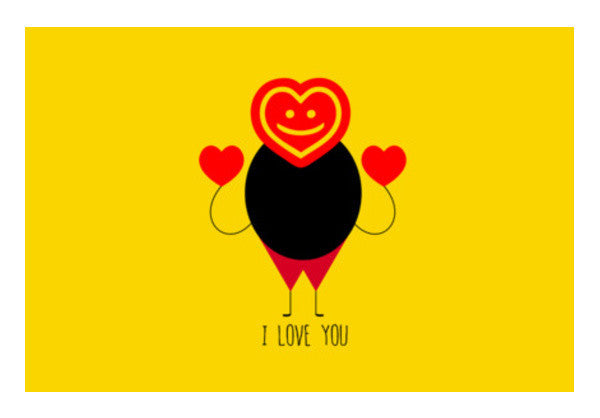Funny Fat Stick Man With Hearts Art PosterGully Specials