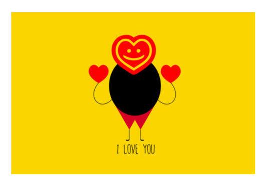 Funny Fat Stick Man With Hearts Art PosterGully Specials