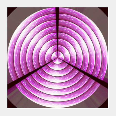 Geometric Pink Circular Fractal Radial Disc Series Background Square Art Prints