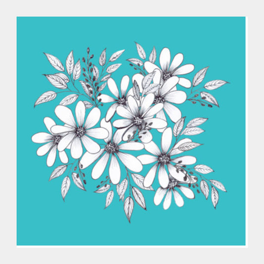Vintage Floral Design Beautiful Girly Background Square Art Prints