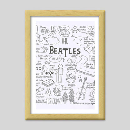 Beatles Doodle Premium Italian Wooden Frames