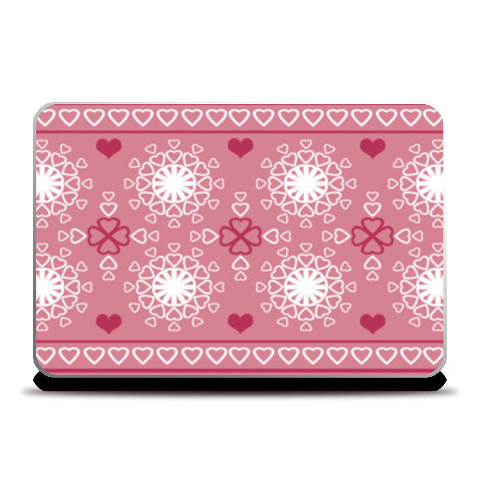 Laptop Skins, Hearts Circles Pink Ornamental Valentine Pattern  Laptop Skins
