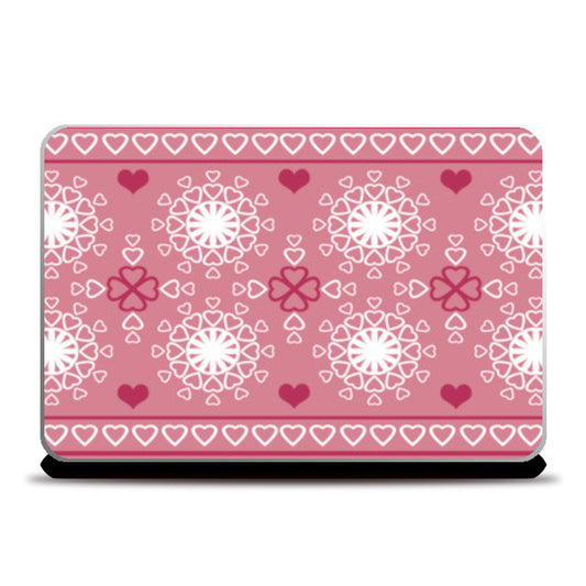 Laptop Skins, Hearts Circles Pink Ornamental Valentine Pattern  Laptop Skins