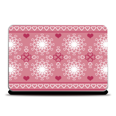 Laptop Skins, Hearts Circles Pink Ornamental Valentine Pattern  Laptop Skins