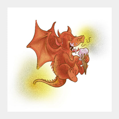 Square Art Prints, Summer Dragon Art Print