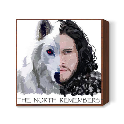 Jon Snow and Ghost Square Art