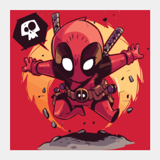 Square Art Prints, Deadpool Cartoon Square Art Prints