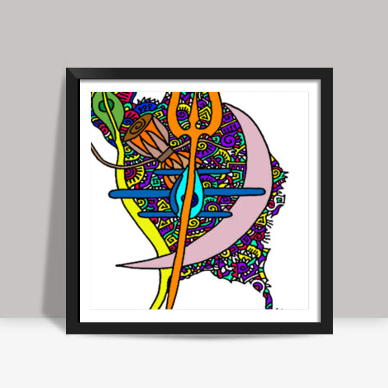 Abstract Shiva Zenscrawl Square Art Prints