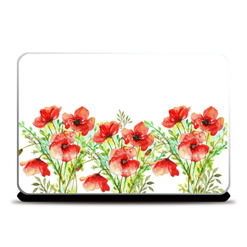Elegant Red Poppy Flowers Floral Garden Design Laptop Skins