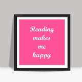 Reading Book Lovers Typography Quote Poster Square Art Prints