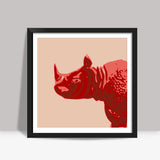 Abstract Rhino Red Square Art