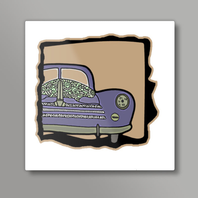 Vintage Car Zenscrawl Square Art | Meghnanimous