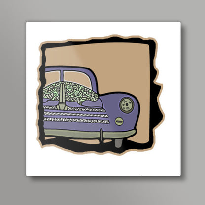 Vintage Car Zenscrawl Square Art | Meghnanimous