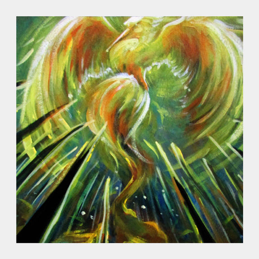 Square Art Prints, Rise of The Phoenix - Painting Square Art Prints