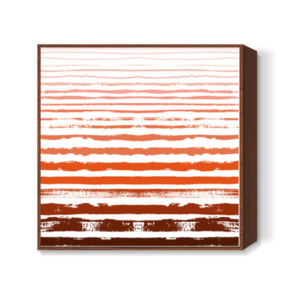 Uneven Orange Stripes Square Art Prints