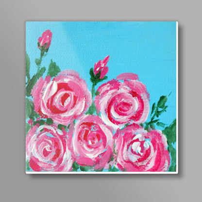 Abstract Pink Roses Canvas Painting Floral Square Art Prints