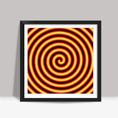 Orange Spiral Square Art Prints