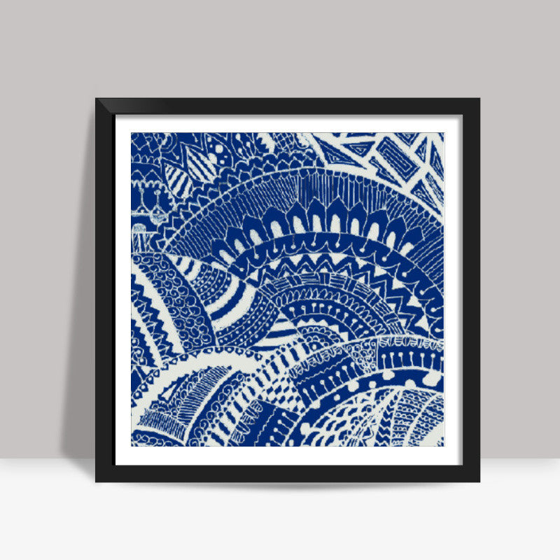 Blue-white doodle squareprint |artist: Megha-Vohra