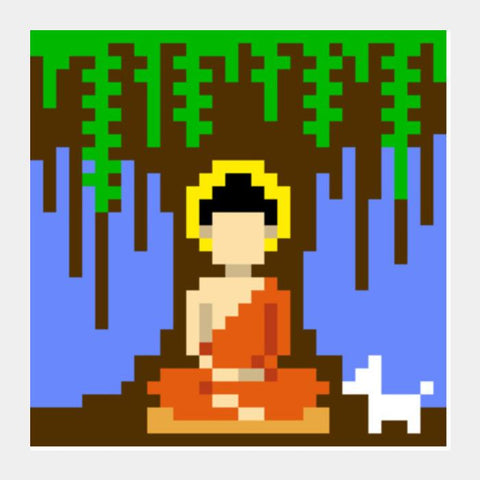 PosterGully Specials, Buddha under a tree pixel Square Art Prints