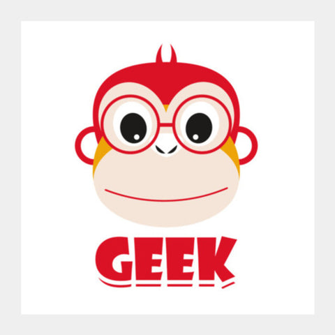 Red Geek Monkey Square Art Prints PosterGully Specials