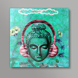 Headphone Buddha Square Art Prints