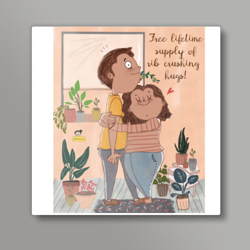 Love comes in squishy hugs Square Art Prints