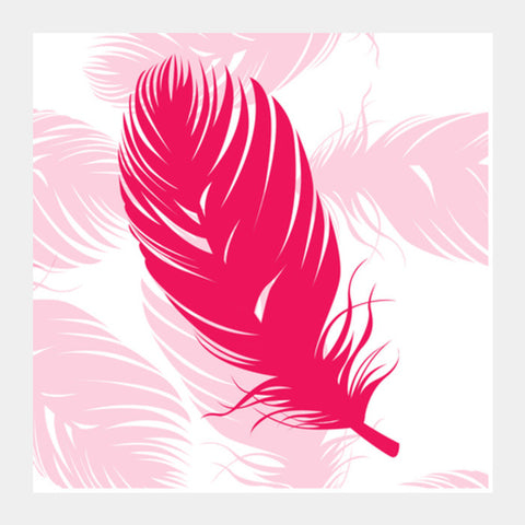 Pink Feather Square Art Prints