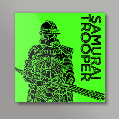 Samurai Trooper : Star Wars Inspired Original Art, Green, Black, Pop Art, Trendy Graphic Art, Bold, Bright, Intricate Square Art Prints