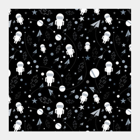 Astronaut Black And White Pattern Square Art Prints PosterGully Specials