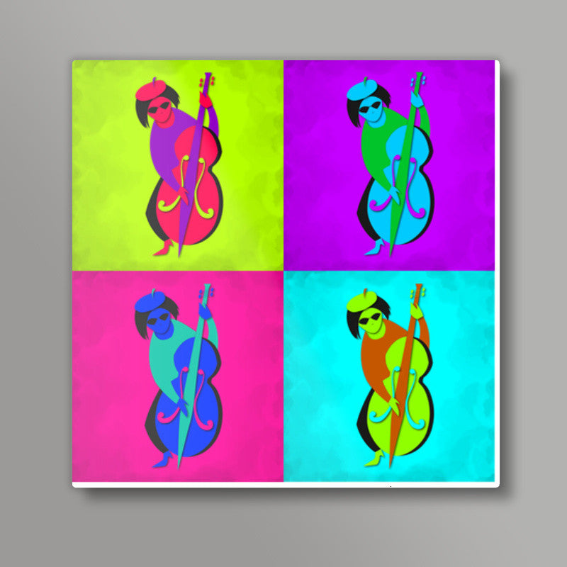 Jazz Man - Double Bass Square Art Prints