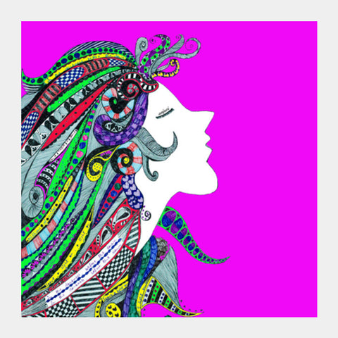 Girl in Song (pink) Square Art Prints