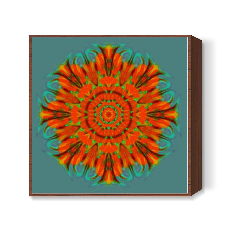 Orange Kaleido Square Art Prints