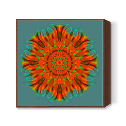 Orange Kaleido Square Art Prints